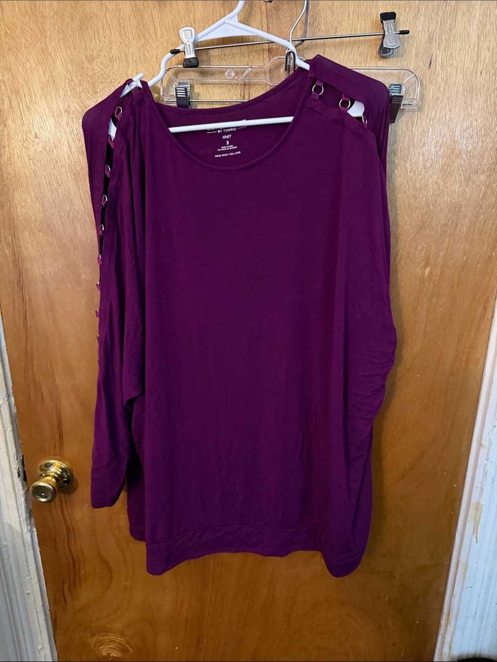 torrid Plum Cold-Shoulder Tunic with Grommet Detail